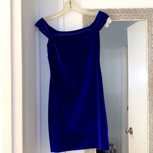 UO Blue Velvet Off the shoulder Dress